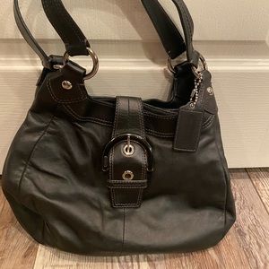 Coach Lynn black leather hobo tote bag